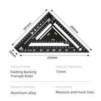 Règle triangulaire pliable avec niveaux à bulle en alliage d'aluminium, outil de mesure et de marquage réglable pour des coupes et des angles précis