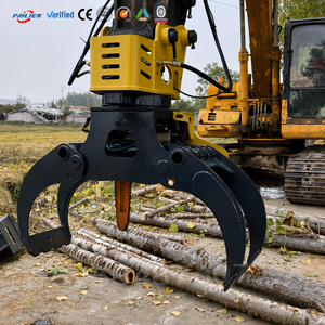 Grappin hydraulique rotatif pour bois forestier avec cylindre de serrage pour excavatrice - Product Image 1