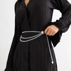 Chaîne de corps tendance dorée multicouche pour femme, style urbain et soirée, en alliage de zinc à motif floral - Product Image 2