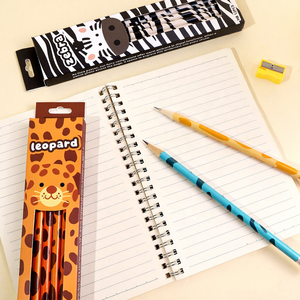 Ensemble <span class=keywords><strong>de</strong></span> papeterie pour enfants d'école, design mignon d'animaux <span class=keywords><strong>de</strong></span> dessin animé, 12 <span class=keywords><strong>crayons</strong></span> en bois 2B avec gomme - Product Image 4
