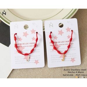 Bracciale in acciaio inossidabile con nodo a sette stelle e ciondolo con lettera J per donna - Product Image 1