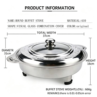Plat de service rond en acier inoxydable avec couvercle gaufré pour buffet, chauffe-plats pour hôtels, restaurants et traiteurs