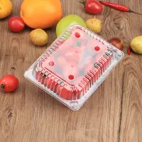 Recipiente de plástico desechable para embalaje de frutas, de fresa, con tapa