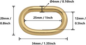 BIKICOCO Metal Oval Ring Buckle Loops Non Welded For Leather <b>Purse</b> Bags Handbag Straps Gold Pack Of - Product Image 2