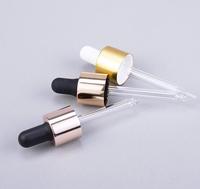 Flacons de luxe 18 mm en aluminium-plastique avec bouchon compte-gouttes anti-déversement, pipette en verre à bulbe en caoutchouc et fermeture à vis, longueur personnalisable