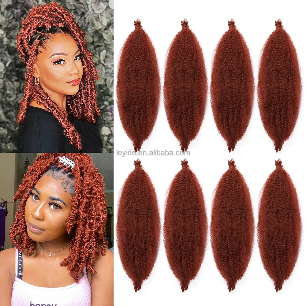 Wholesale Hot 16 24 Inch Soft Fluffed Pre-Separated Springy Afro Twist Crochet Braids Hair Afro Springy Twist Marley Braid Hair