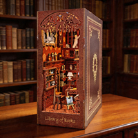 Y-TOP Mini insert de bibliothèque en bois 3D en forme de puzzle - Jouet éducatif lumineux à monter soi-même pour la maison et les cadeaux