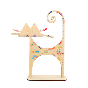 Soporte de madera para pendientes de gato y árbol frondoso personalizado gratis, soporte organizador de joyería de madera cortado con láser, regalos para mujer - Product Image 2