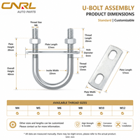 Ensemble de boulons en U galvanisés M6 M8 M10 M12 M16 M20 DIN3570 pour fixation de colliers de serrage de tuyaux, unités, boîtes, éléments, sacs et bacs