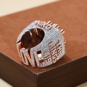 Two Tone Hip Hop Jewelry 925 <b>Silver</b> VVS Baguette Moissanite Diamond Letter Name Championship <b>Ring</b> for <b>Men</b> Personalized Luxury - Product Image 1