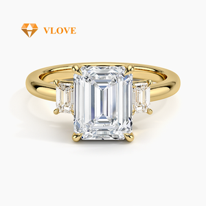 VLOVE gioielli di moda di lusso personalizzati 14K oro <span class=keywords><strong>tre</strong></span> pietre Rhiannon Petite Lab <span class=keywords><strong>anello</strong></span> di nozze diamante - Product Image 1