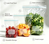 Groothandel PE Ziplock voedselbewaarzakjes transparant herbruikbaar diepvrieszakjes met datumlabel voor fruit groente keukenopbergruimte