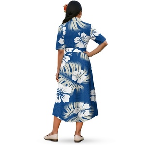 Fornitore di <span class=keywords><strong>vestiti</strong></span> nuovi arrivi con marchio personalizzato elegante autunno Casual abito <span class=keywords><strong>da</strong></span> donna a maniche corte stampato polinesiano - Product Image 3