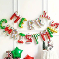 Ballons de Noël en forme de lettres de 16 pouces, bannière gonflable, décorations de fête de Noël, fournitures, Joyeux Noël, ballon en feuille d'aluminium