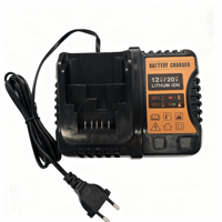 Chargeur de batterie lithium-ion 12V/20V personnalisable avec éclairage LED et double port, disponible en plusieurs options de puissance