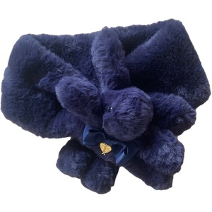 Sciarpa in maglia calda invernale di lusso personalizzata graziosa pelliccia di coniglio in peluche per scialle per bambini - Product Image 3