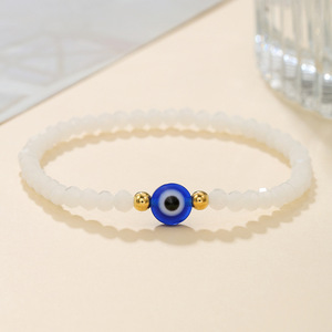 Evil Eye Acrylic <b>Beaded</b> <b>Bracelet</b> Blue <b>Crystal</b> Round Geometric Women's Jewelry Gift D1685-1 - Product Image 3