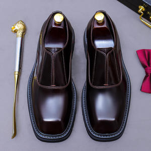 Bottines de désert à cheville en daim brillant de première qualité, imperméables, automne, décontractées, bout carré, style britannique, formelles, épaisses - Product Image 1