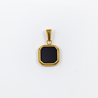 Collier délicat en acier inoxydable avec pendentif carré en or 18 carats, turquoise, coquillage, lapis-lazuli, émail, malachite et onyx pour homme
