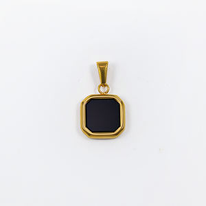 Delicado colgante de concha de turquesa de oro de 18 quilates, collar de piedra de ónix de malaquita esmaltada de lapislázuli cuadrado de acero inoxidable para hombres - Product Image 3