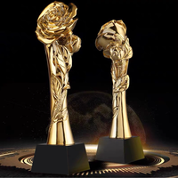 Trophée personnalisé Excellent Employé Rose Flower Trophy Award avec base noire en cristal