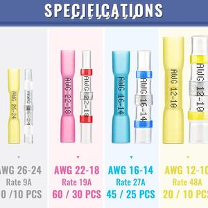 Kit de Conectores Termocontraíbles de Grado Profesional, 210 Piezas, Terminales de Sellado por Soldadura, Juego de Reparación de Cableado Automotriz y Marino, Codificados por Colores - Product Image 2