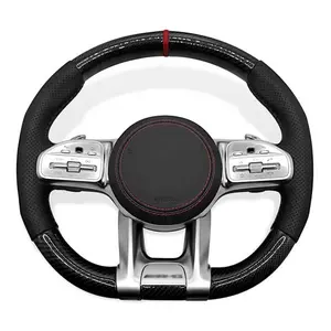 For mercedes benz W221 W204 W222 W205 W212 S63 C300 CLA GLE GLC steering wheel carbon fiber leather