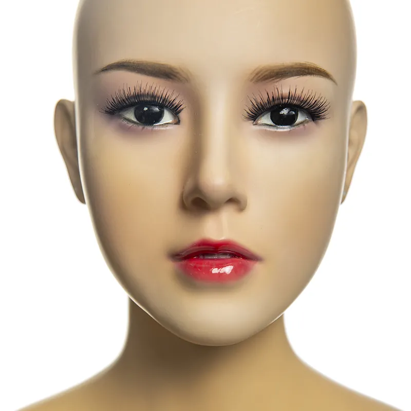H-21 Hete Verkoop Glasvezel Mannequin Hoofd Aziatische Make-Up Gezicht Realistische Vrouwelijke Mannequin Hoofd Voor Pruik Display