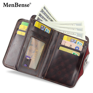 Top Brand Vintage portafoglio uomo magnete gancio tre pieghe <span class=keywords><strong>portafogli</strong></span> per uomo realizzati in cuoio Pu borsa impermeabile da uomo