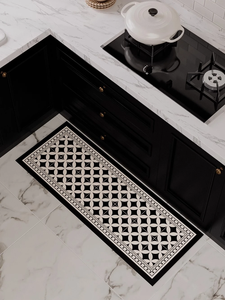 <span class=keywords><strong>Tapis</strong></span> de <span class=keywords><strong>cuisine</strong></span> vintage à motif carreaux <span class=keywords><strong>noir</strong></span> <span class=keywords><strong>et</strong></span> <span class=keywords><strong>blanc</strong></span>, imperméable, anti-huile, antidérapant, lavable, long <span class=keywords><strong>tapis</strong></span> de couloir pour <span class=keywords><strong>cuisine</strong></span> - Product Image 4