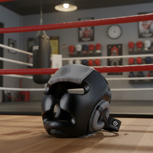 Casco Protector de Media Cara Ajustable de Cuero Sintético PU de Alta Calidad, Doble Visera, Etiqueta Tejida con Logotipo Personalizado, para Boxeo y Artes Marciales - Product Image 3