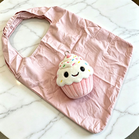 Nouveau design porte-clés en peluche renard avec sac de courses pliable, jouets en peluche animaux en gros avec sac à main