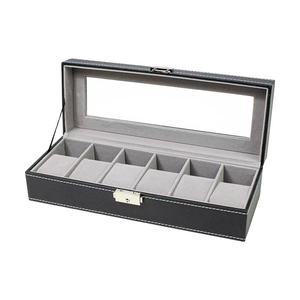 Black Gray Pu Leather 6 Slot Suede Jewelry Wrist Watch Box Organizer Storage Display Case Packaging Watch Gift Box - Product Image 2