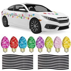 Pegatinas reflectantes de bombillas navideñas para coche, imanes para nevera, decoración de carrocería - Product Image 1