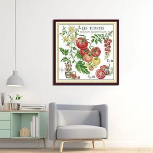 Patrón de punto de cruz DIY estilo vintage de granja y jardín con ilustración botánica de tomates franceses para principiantes, lienzo para bordado. - Product Image 1