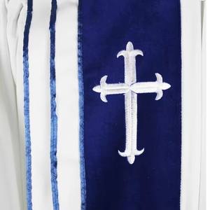 Túnicas de clérigo de iglesia personalizadas hechas a mano con pliegues frontales, bordado de cruz, estilo obispo, con mangas acampanadas forradas - Product Image 6