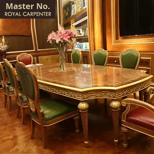 <span class=keywords><strong>โต๊ะ</strong></span>อาหารไม้เนื้อแข็งสั่งทำพิเศษจากช่างฝีมือ ยาว 2.4 เมตร สไตล์ยุโรป เฟอร์นิเจอร์หรูหราสำหรับห้องนั่งเล่น - Product Image 1