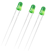 Vente en gros de lampes LED à signalisation 3 mm, diodes vertes diffusées pures 525 nm, emballage à trou, type ODM, garantie 3 ans, 3500K