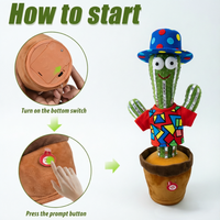Jouet en peluche cactus parlant et dansant en gros, avec lumière LED et fonction interactive pour enfants