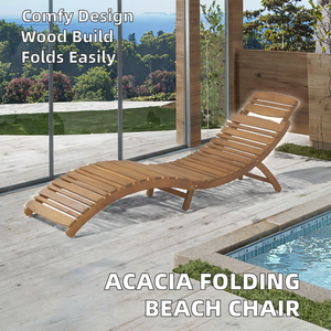 เก้าอี้ชายหาดไม้มะม่วงกันน้ำพับได้ตามหลักสรีรศาสตร์พร้อมเบาะผ้าฝ้ายดีไซน์ทันสมัยสำหรับใช้งานกลางแจ้ง 190x60x51 ซม. - Product Image 2