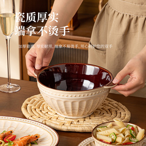 Amusement Park Amber Ceramic <b>Dinnerware</b> Set Round Embossed Dishwasher Safe Daily Use Tableware - Product Image 3