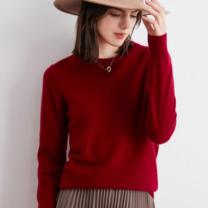 100% кашемировый свитер, Женский легкий однотонный вязаный свитер с круглым вырезом, повседневный теплый свитер с длинным рукавом для женщин - Product Image 6