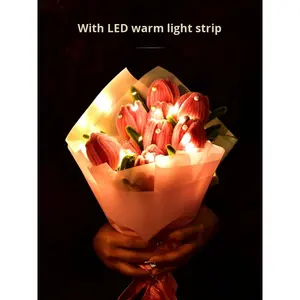 Макарон, тюльпан ручной работы, Набор для изготовления букетов, утолщенные стебли из синели для творческого подарка, набор игрушек для времяпрепровождения - Product Image 2