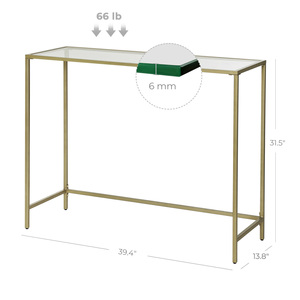Table de couloir étroite <span class=keywords><strong>VASAGLE</strong></span>, moderne, luxueuse, en métal doré, avec plateau en verre trempé, table d'entrée, <span class=keywords><strong>console</strong></span> - Product Image 2