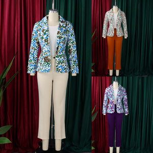 D603 Completo Elegante da <span class=keywords><strong>Donna</strong></span> per Ufficio, Set Blazer Stampato con <span class=keywords><strong>Pantaloni</strong></span>, <span class=keywords><strong>Tailleur</strong></span> Due Pezzi per Donne - Product Image 3