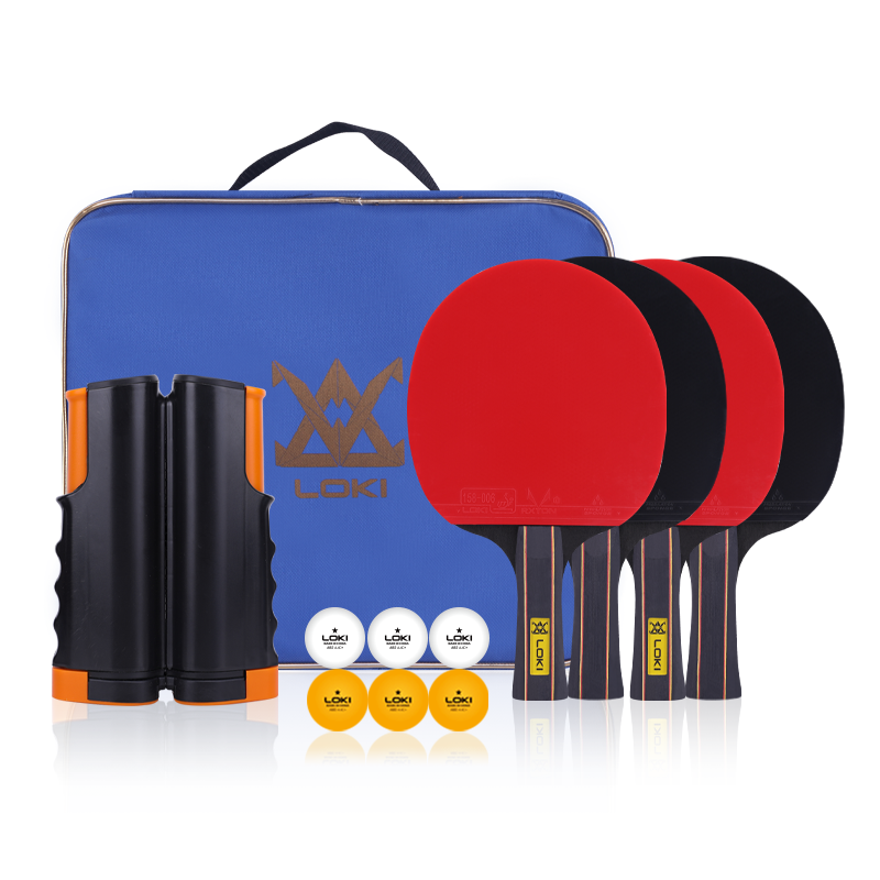 Set raket Ping Pong profesional, Set raket tenis meja 2024, jaring dengan tas pembawa dan 6 bola