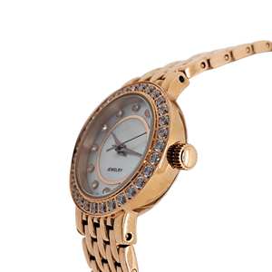 Montre en or rose avec motif féminin et cadran en nacre - Product Image 3