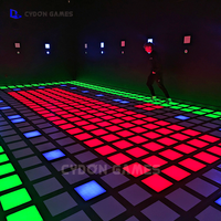 CYDON GAMES Jeu d'équipe interactif par projection sur carreaux LED au sol, grande grille, prise universelle, multijoueur, défi d'évitement et de saut agile
