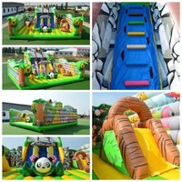 Grand château gonflable sur le thème du zoo toboggan gonflable Playhouse Jungle Fun City Playground Parc d'attractions pour les enfants