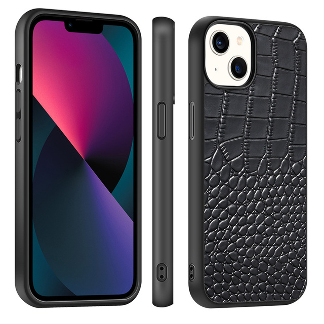 TC Stylish Cloth Crocodile Print Genuine Leather Case for iPhone 15 14 13 Pro Max Luxury Tpu Leather Phone Case